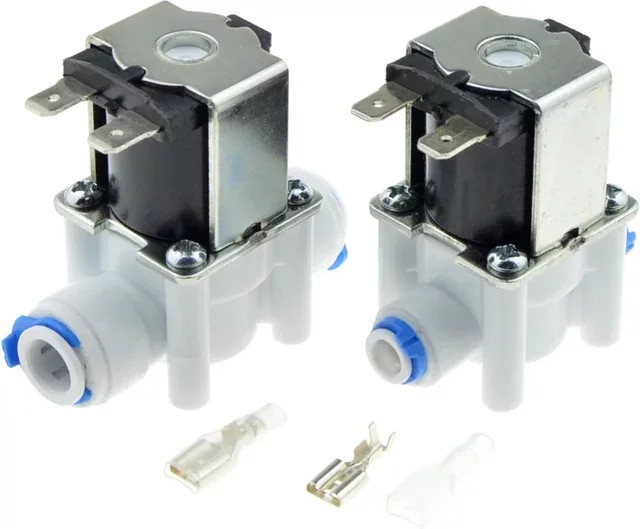 WYWBEY Elektrisches Kunststoff-Magnetventil in Weiß für RO-Wasser-Umkehrosmose-Systeme mit 3/8 Zoll Schnellanschluss, normal geschlossen - Bild 1