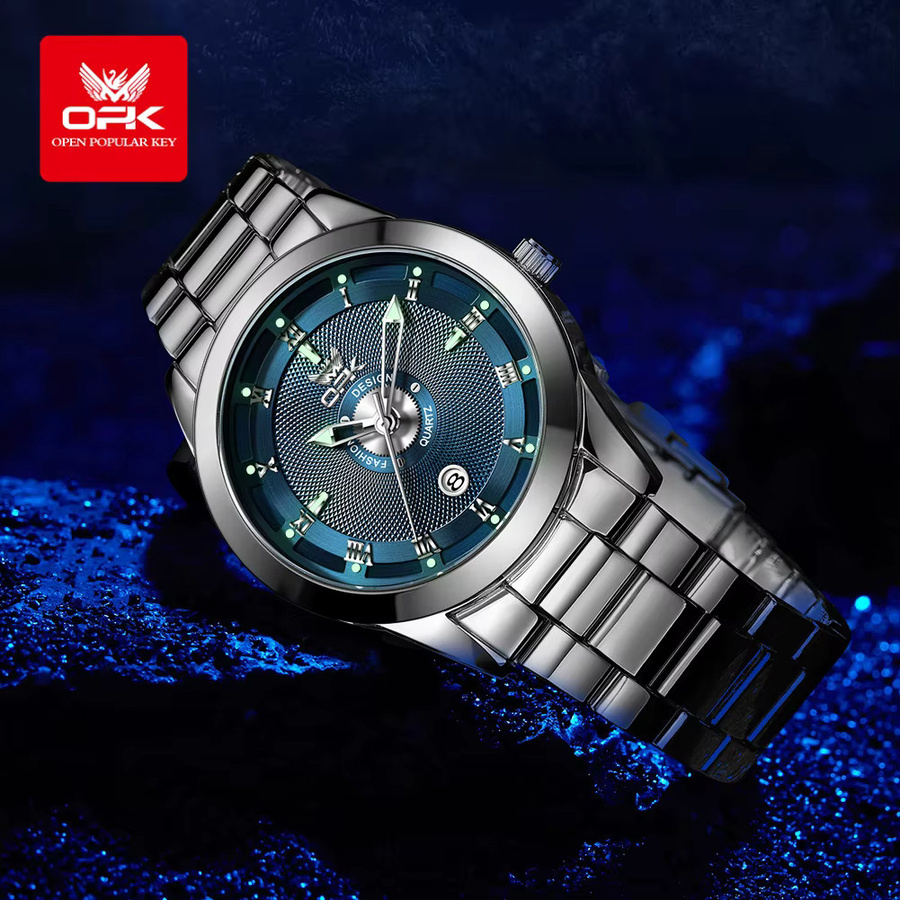 OPK Armbanduhr Quarz, Edelstahl, Blau, Herren - Bild 3