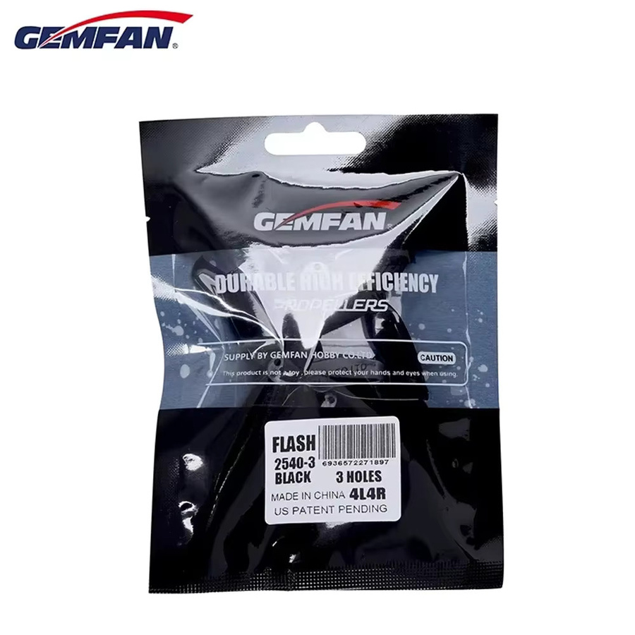 GEMFAN Flash 2540 2,5 x 4 2,5 Zoll 3-Paddel-Propeller, 4-teiliges Set, Schwarz, Kunststoff - Bild 3