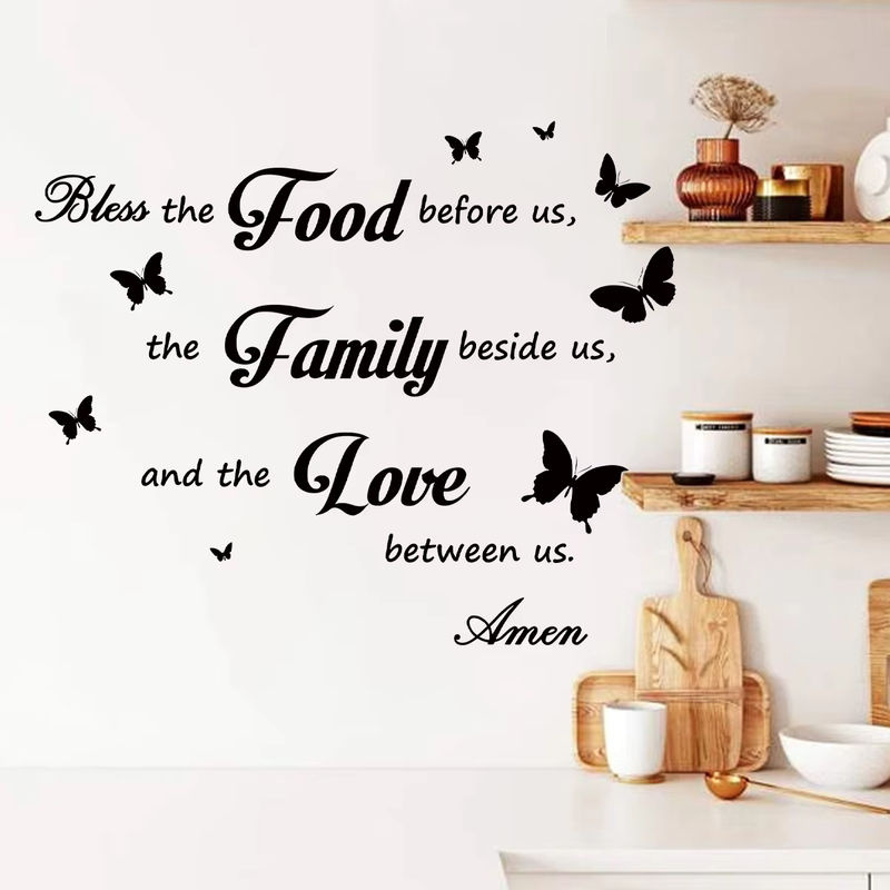 BRUP Wandtattoo 3-teiliges Set mit englischem Spruch Abendessen Gebet segnen das Essen vor in Schwarz zur Dekoration von Wohnzimmer und Schlafzimmer - Bild 2