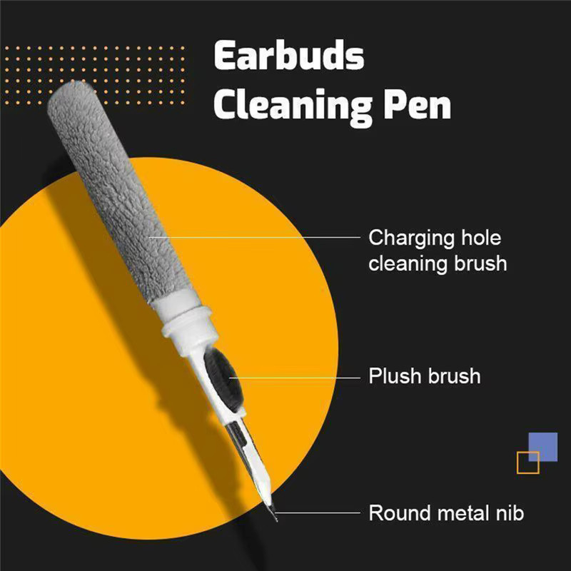 3-in-1 Bluetooth-Kopfhörer-Reinigungsset mit Reinigungsstift und Bürste für kabellose Ohrhörer und Etuis in Schwarz oder Weiß - Bild 3