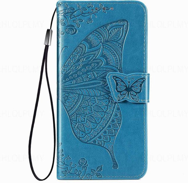 Schmetterling Leder Klapphülle mit Geldbörsenfunktion für Samsung Galaxy S26 Ultra und diverse A-Serie Modelle in Blau - Bild 1