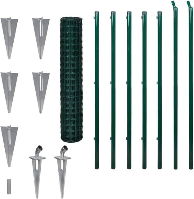 vidaXL Drahtzaun aus Stahl mit PVC-Beschichtung in Grün, B: 10 m, H: 1,5 m - Bild 1