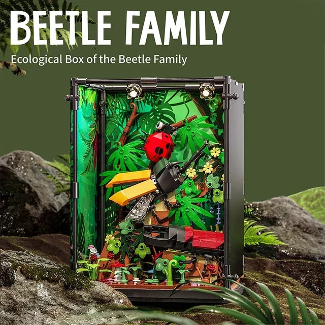 AMAZINGBLOKS Käfer-Familie, Insekten-Regenwald-Szenenmodell, mit Beleuchtung - Bild 1