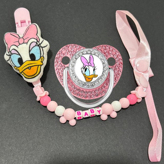 Disney Cartoon Baby Schnuller mit Anti-Drop-Clip in Pink für 0-12 Monate - Bild 1