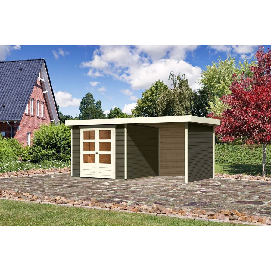 Karibu Holz-Gartenhaus Boras in Terragrau mit Flachdach und modernem Design, B/T/H: 242 x 238 x 211 cm - Bild 2