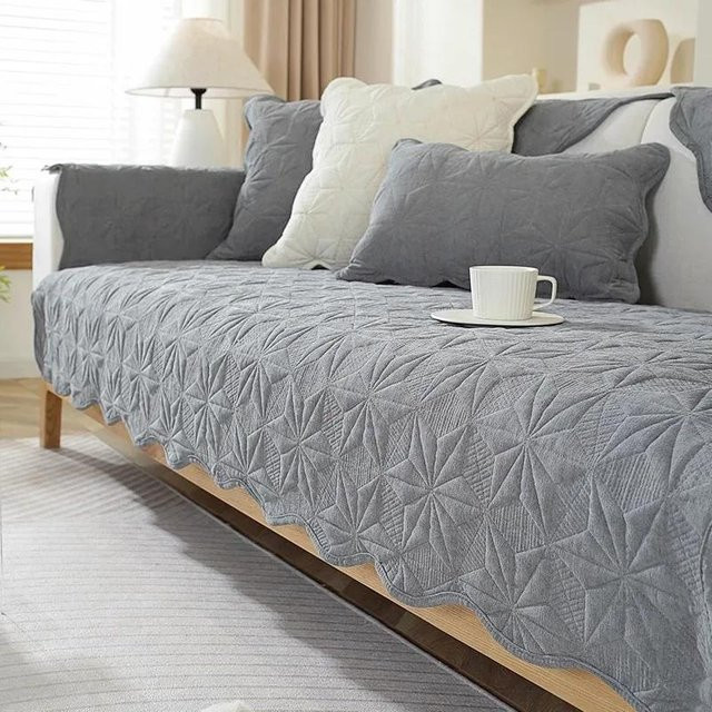 Super Six Chenille Sofamatte in Grau, minimalistisches und atmungsaktives Sitzkissen, B/T: 70 x 70 cm - Bild 1