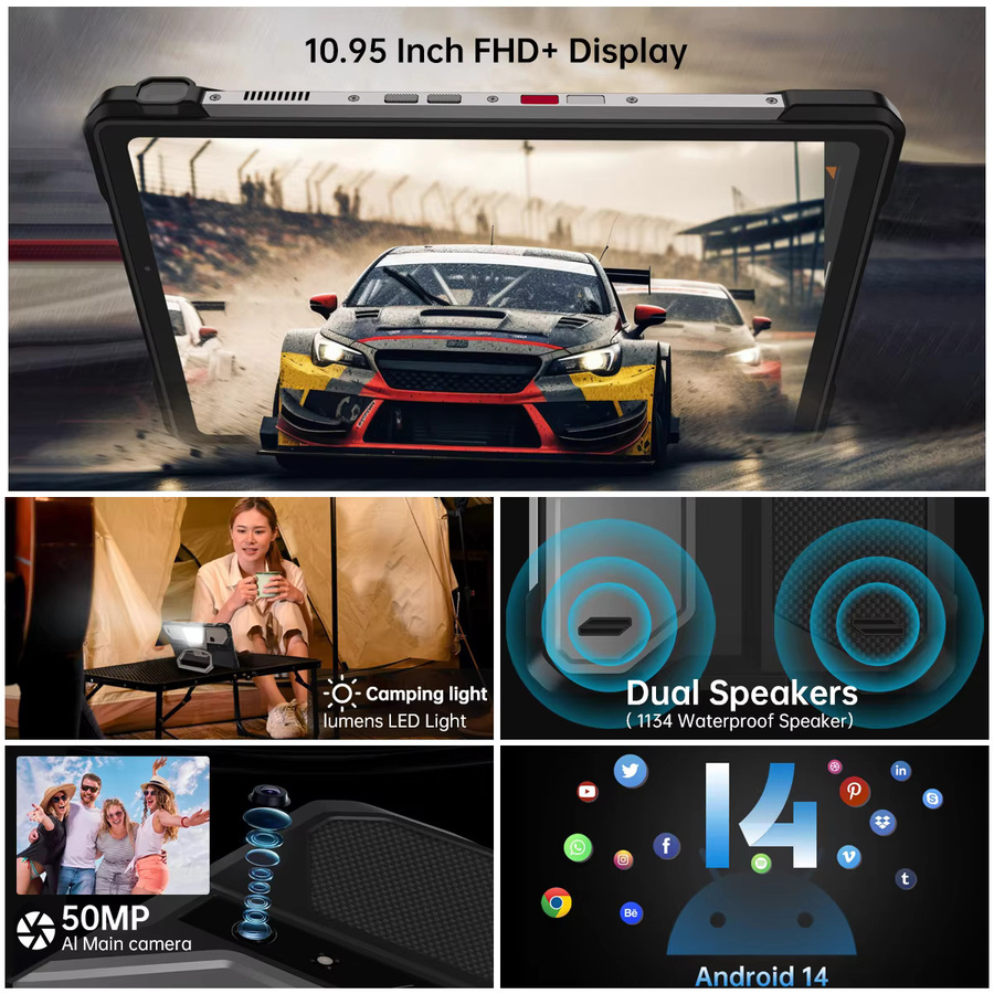 Unihertz 8849 TANK PAD E Robustes Android Tablet mit Projektor, 512 GB Speicher, 24 GB RAM, 10,95 Zoll Display, Schwarz - Bild 3