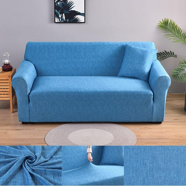 Bestbags Elastischer Sofabezug mit geometrischem Design in Blau für 1- bis 4-Sitzer, Breite: 90-140 cm - Bild 1