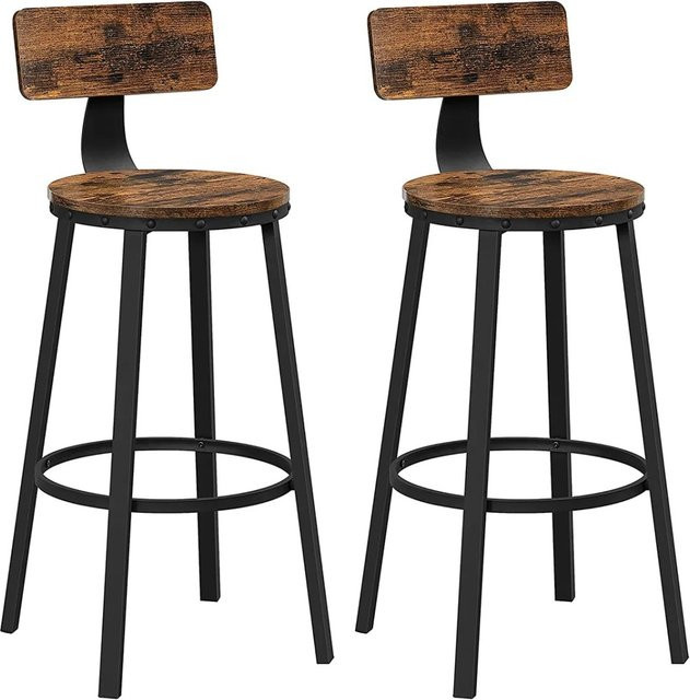 Vasagle Barhocker 2er Set im Industriestil, Farbe Braun-Schwarz - Bild 1