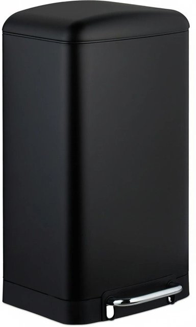 Relaxdays Treteimer aus Edelstahl in Schwarz mit Soft-Close-Funktion, B/T/H: 30 x 60,5 x 34 cm - Bild 1