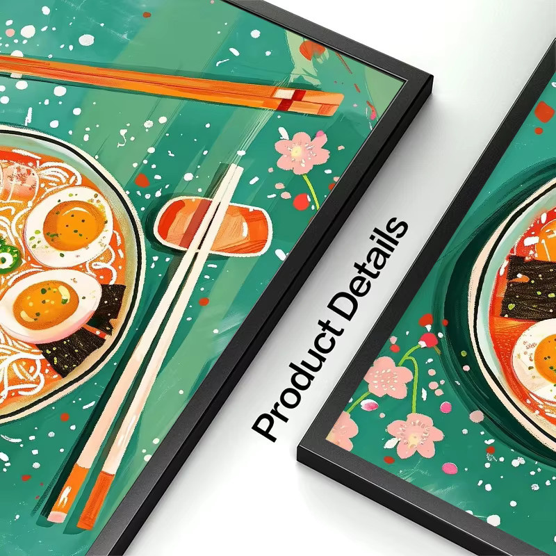 Potdemiel Leinwanddruck Lamian-Nudeln Abstraktes Japanisches Kunstwerk Mehrfarbig - Bild 4