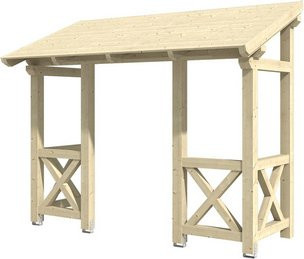 Skan Holz Haustür-Vordach Paderborn 5 aus nordischer Fichte in Natur Beige, B: 336 cm, T: 156 cm - Bild 1