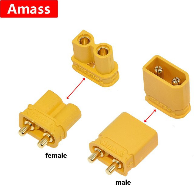 Amass XT30UPB Stecker Set für Modellflugzeuge, männlich und weiblich, Gelb - Bild 1