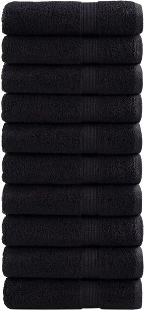 vidaXL Premium-Duschtücher 10er Set aus 100% Baumwolle in Schwarz, B: 70 cm, L: 140 cm, 600g/m2 - Bild 1