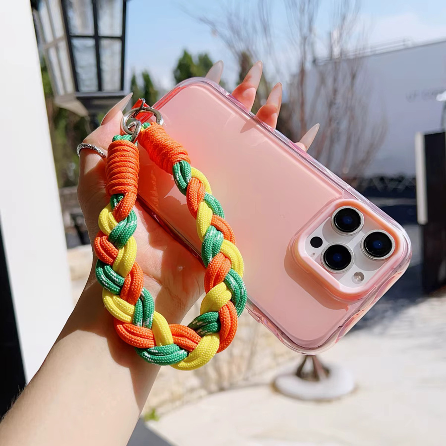 Handgewebtes Handy-Lanyard mit sechs Strängen als modisches Telefon-Anhänger-Zubehör in den Farben Weiß, Rot, Grau und Multicolour - Bild 2