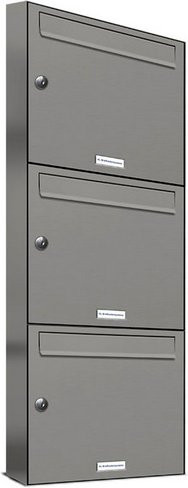 AL Briefkasten für 3 Parteien, Aufputzmontage, grau, B/H/T: 38,5 x 102,6 x 11,6 cm - Bild 1