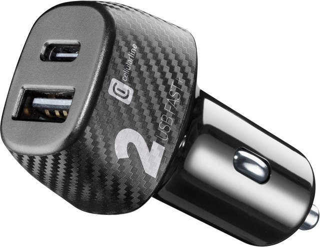 CellularLine Multipower 2 Fast+ USB Autoladegerät mit USB-A und USB-C, 32W, Schwarz - Bild 1