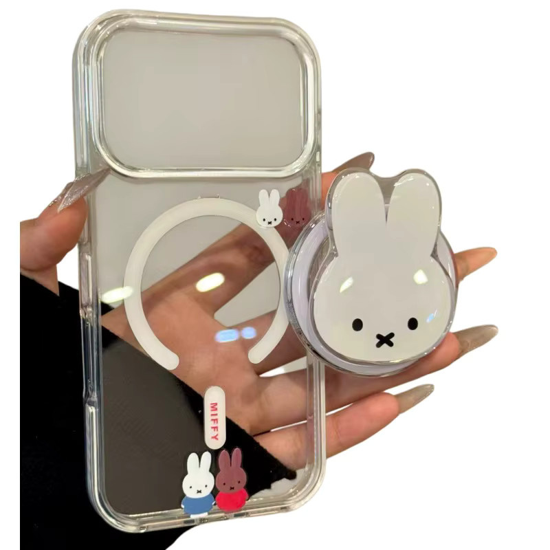 Miffy Magnetische Handyhülle für iPhone 17 Pro Max 16 Pro Max 15 14 13 mit Kaninchen-Magnetständerhalter - Bild 3