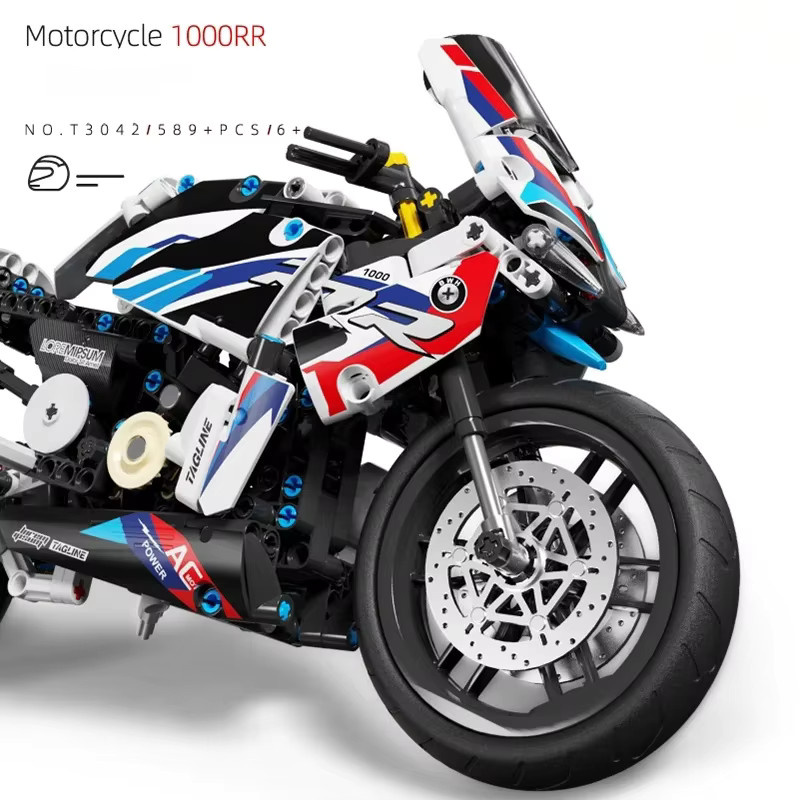 Technische Motorrad M1000 RR Racing, Baustein Modell, 589 Teile, ab 6 Jahren - Bild 2