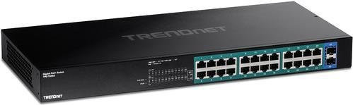 TRENDnet TPE TG262 Gigabit PoE+ Switch mit 24 x 10/100/1000 Ports, 2 x SFP und 380 W PoE+ Budget in Schwarz - Bild 1