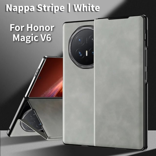 Sle Nappa Lederhülle Coque für Honor Magic V6 V5 Magnetische Flip-Hülle mit 360 Grad Vollschutz und verstecktem Ständer in Schwarz oder Grau - Bild 1