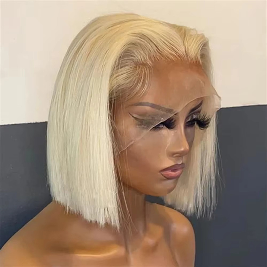 Lucasar Blonde Bob Perücke aus Echthaar, 8-14 Zoll, Lace Front, Damen - Bild 4