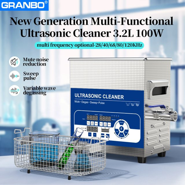 Granbo Ultraschallreiniger Mehrfrequenz in Silber aus Edelstahl mit 3,2 l Volumen und 100 W Leistung - Bild 1