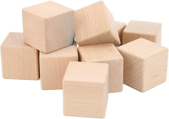 10 Stück unfertige Holzklötze aus Holz in Beige, glatt und stabil für Basteln und DIY Heimdeko, B/T/H: 4 x 4 x 4 cm - Bild 1