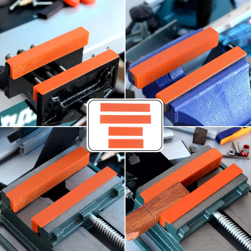 Magnetische Weichgummi-Backenauflagen in Orange für Metall-Schraubstöcke und Werkbankmaschinen, 1 Paar - Bild 2