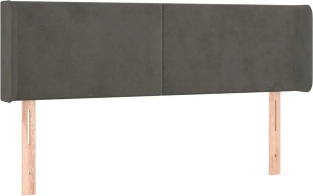 vidaXL LED Kopfteil aus Samt in Dunkelgrau mit USB-Ladeport und integrierter Beleuchtung B: 147 cm, H: 78-88 cm, T: 16 cm - Bild 1