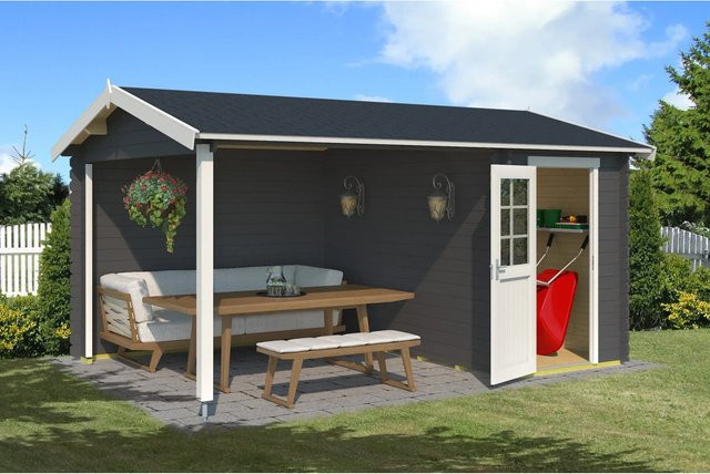 Lasita Maja Gartenhaus Wibo aus Fichtenholz mit Satteldach in Carbongrau, B/H/T: 425 x 245,1 x 300 cm - Bild 1