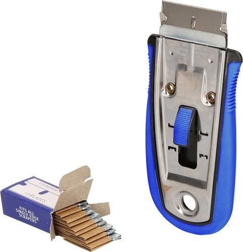 KS Tools BT101923 Plakettenschaber aus Edelstahl in Blau mit ausfahrbarer Klinge - Bild 1