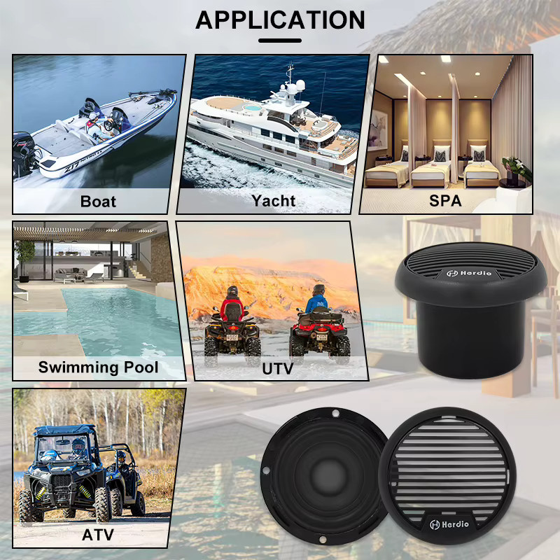 Herdio 3 Zoll Marine-Lautsprecher, wasserdichtes 2-Wege-Vollbereichs-Audio-Stereosystem mit 140 W Leistung in Schwarz oder Grau für Boot und Auto - Bild 6