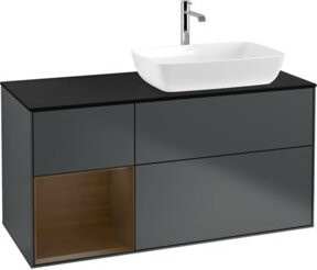 V&B Waschtischunterschrank Finion mit Wandbeleuchtung, Breite: 120 cm, Tiefe: 50,1 cm, Höhe: 50,1 cm, lackiert in Mattblau - Bild 1