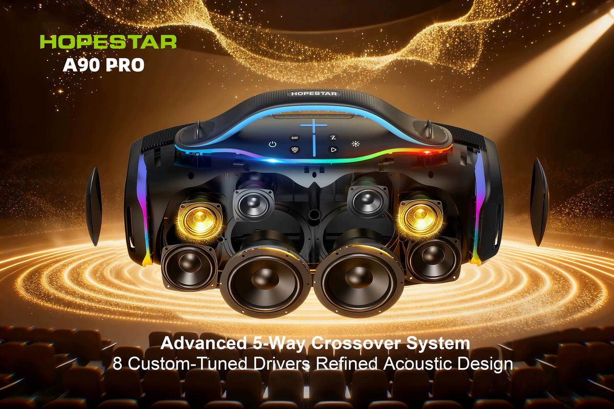 HOPESTAR A90 Outdoor-Lautsprecher mit 700W Leistung, kabelloser Bluetooth-Verbindung, RGB-Beleuchtung und zwei Mikrofonen, Schwarz - Bild 4