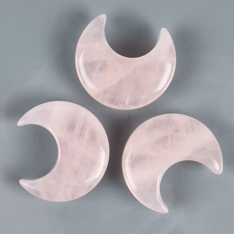 Abstraktes Mond-Ornament aus Naturstein in Rosa und Schwarz, runde Dekofigur für Meditation und Feng Shui - Bild 3