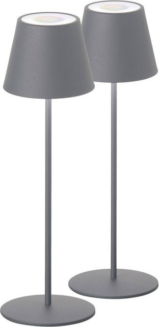 easy! by FHL Tischleuchte Cosenza grau aus Metall, dimmbar und wiederaufladbar, Höhe: 38 cm, Durchmesser: 12 cm - Bild 1