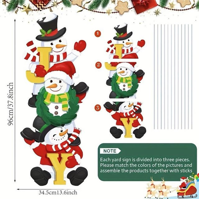 2er-Set Schneemann Weihnachtsdekoration aus Kunststoff in Bunt für Garten und Außenhof - Bild 1