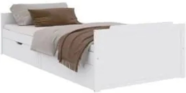 vidaXL Massivholzbett aus Kiefer mit Schubladen, Weiß, B/T/H: 90 x 200 cm - Bild 2