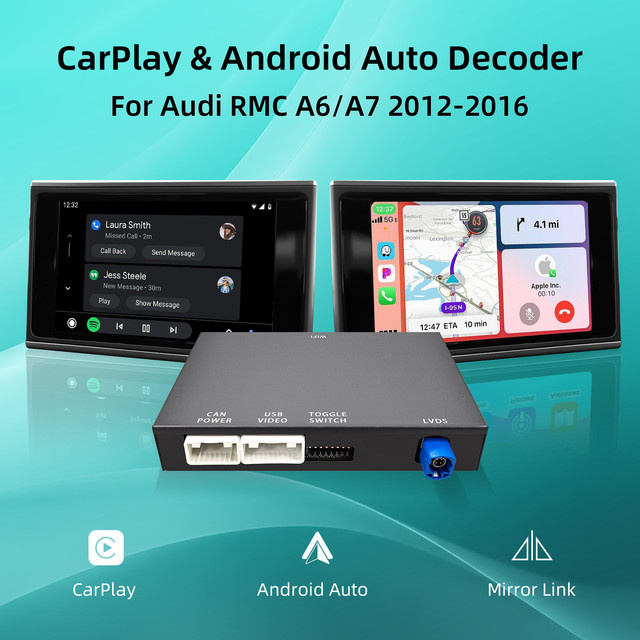 Ezonetronics OEM Bildschirm-Upgrade Decoder-Box für Audi A6 A7 2012-2016 mit 6,5-Zoll-Bildschirm RMC-System für CarPlay und Android Auto in Schwarz - Bild 1