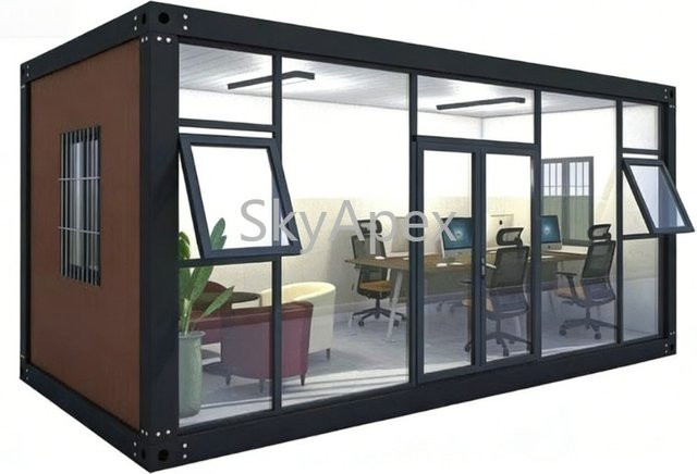 Feuerfestes und feuchtigkeitsbeständiges Behälterhaus im Industriestil aus Polycarbonat mit Sandwichplatten in Schwarz - Bild 1
