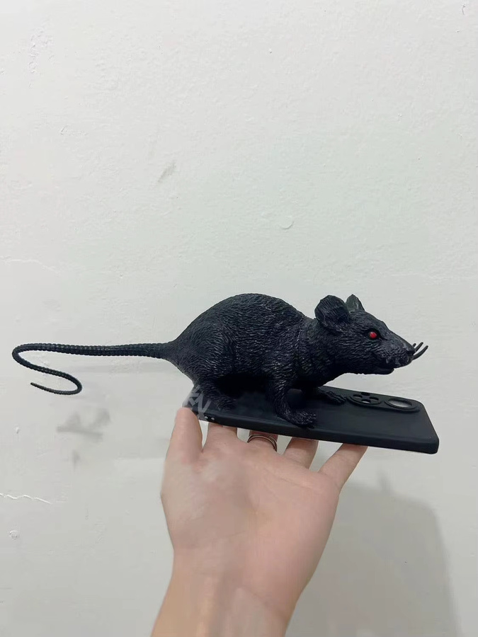 Schwarze 3D Ratten Handyhülle für iPhone 11 12 13 14 15 16 17 Pro Max XS XR 8 7 Plus X SE weiche Schutzhülle - Bild 2