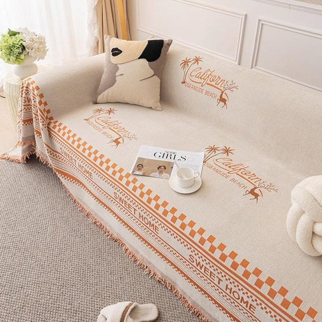 Nordischer Schlichter Sofabezug aus Chenille, Universal Sofa-Decke mit Anti-Katzenkratz-Schutz, B/B: 180 x 130 cm - Bild 1