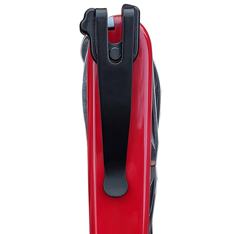 Victorinox Taschenclip aus Edelstahl mit Schraube für 91 mm Schweizer Taschenmesser in Schwarz und Lila - Bild 2