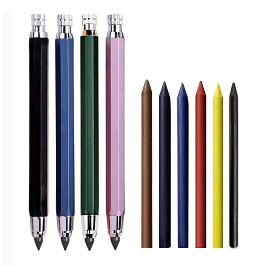 Metall Druckbleistift mit 5,6 mm Minen in den Härtegraden 2B, 4B, 6B und 8B für Kunst, Zeichnung und Skizzen in Mehrfarben - Bild 4