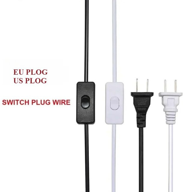 10er Set JOYINLED Netzkabel mit Schalterstecker in Schwarz und Weiß, internationales Standard-Elektrokabel mit Kupferdraht - Bild 1