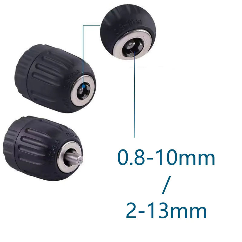 Selbstsicherndes Bohrfutter mit Sechskantschaft und SDS-Plus-Vierkantschlüssel, 0,8–10 mm (3/8–24 UNF) auf 2–13 mm (1/2–20 UNF) Konverter, schwarz - Bild 3