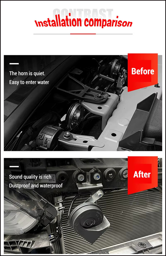 XuSpring Auto Schneckenhorn Lautsprecher Set mit Hochtönern in Schwarz für Toyota C-HR 2014-2022, Wasserdicht mit Bass-Funktion - Bild 2