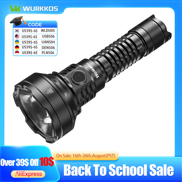 Wurkkos TD01 Taktische LED Taschenlampe, 2200 lm, Schwarz, IPX8 wasserdicht, wiederaufladbar - Bild 1